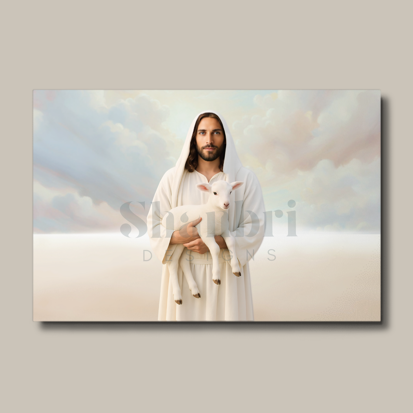 Metal Print: Light of the Lamb | Jesus and Lamb Print | Jesus Holding Lamb Art | Modern Christian Art | Lamb of God art | Jesus Shepherd