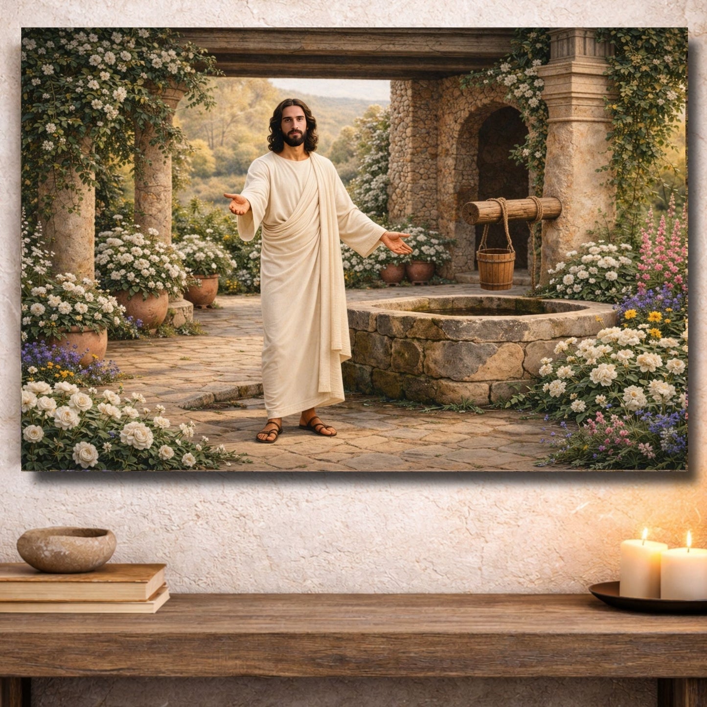 Metal Print: Redeemer at the Well | Jesus at the Well | Come Unto Him | Modern Christian Art | Lamb of God art | Jesus in Jerusalem