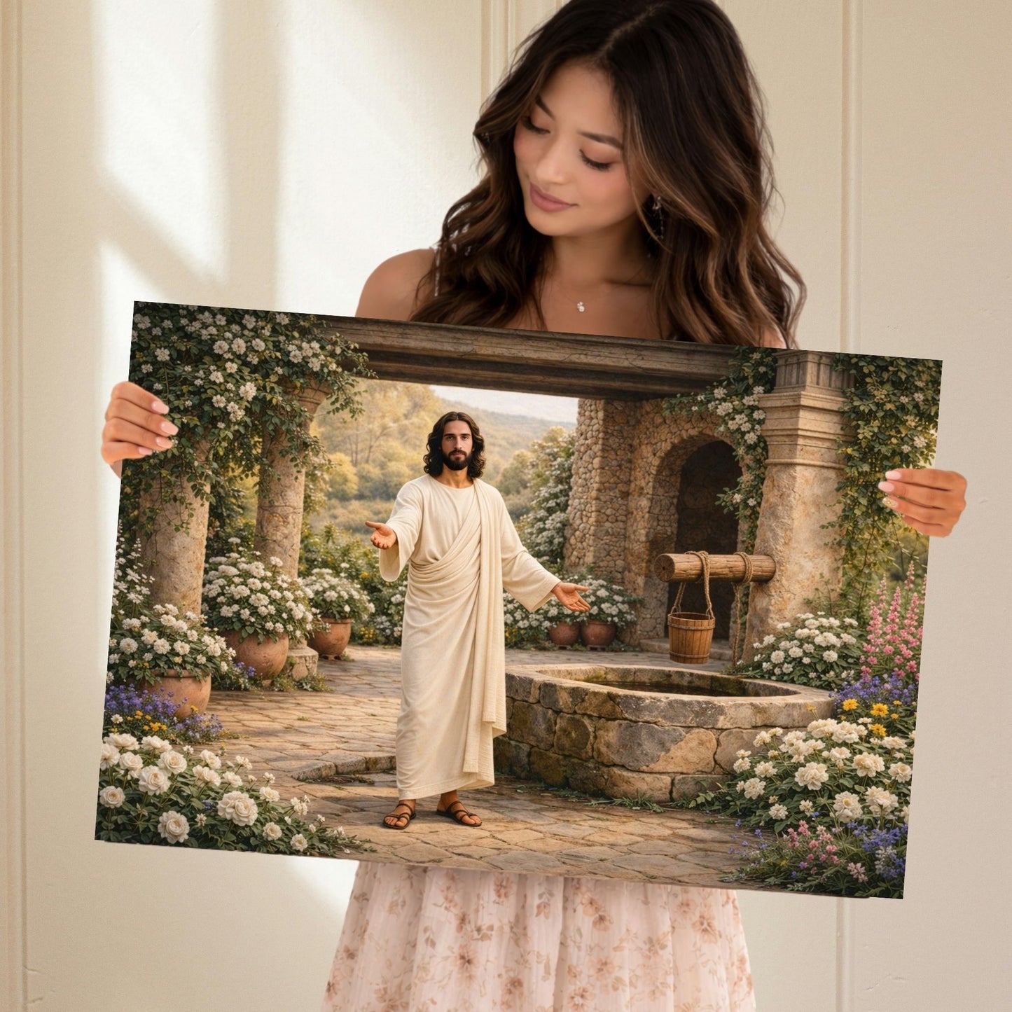 Metal Print: Redeemer at the Well | Jesus at the Well | Come Unto Him | Modern Christian Art | Lamb of God art | Jesus in Jerusalem
