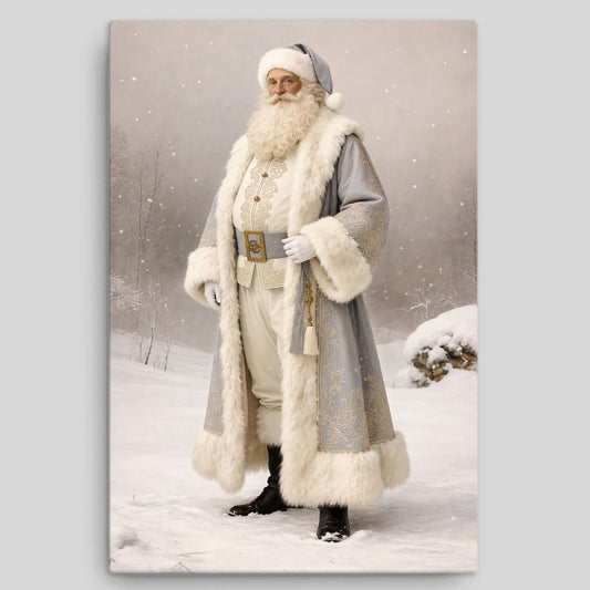 Canvas: Vintage Winter Santa | Father Christmas Canvas | Christmas Santa Art | Elegant Neutral Christmas Wall Art