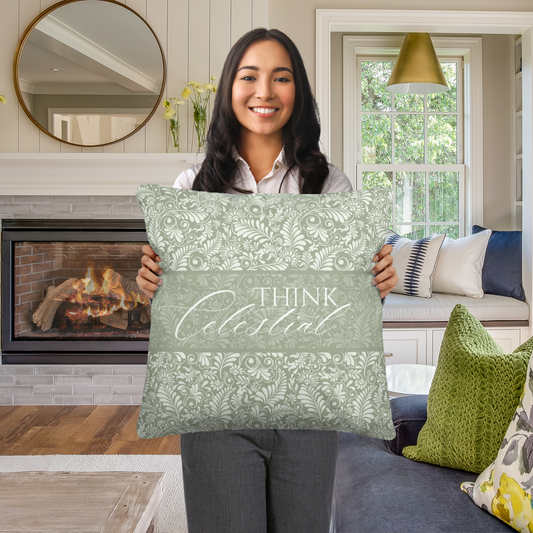 Think Celestial Pillow #1 | Think Celestial Gift | Think Celestial Fabric | LDS Youth Gifts | Celestial Fabric | LDS Inspirational Quotes