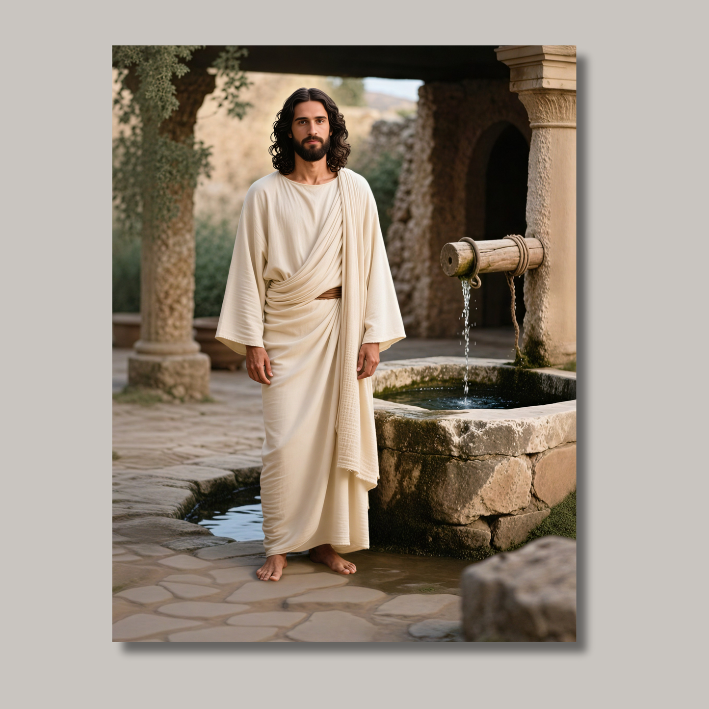 Metal Print: Yeshua and Living Water | Jesus at the Well | Come Unto Him | Modern Christian Art | Lamb of God art | Jesus in Jerusalem