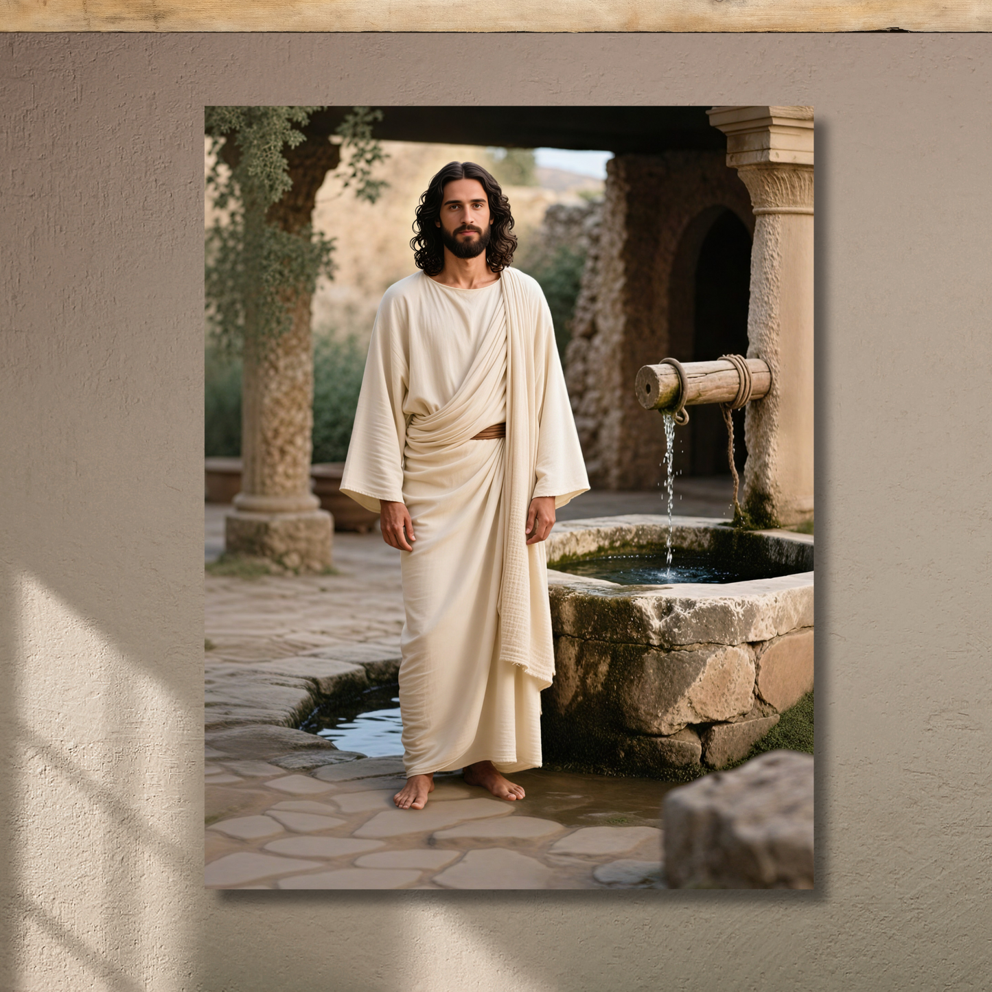 Metal Print: Yeshua and Living Water | Jesus at the Well | Come Unto Him | Modern Christian Art | Lamb of God art | Jesus in Jerusalem