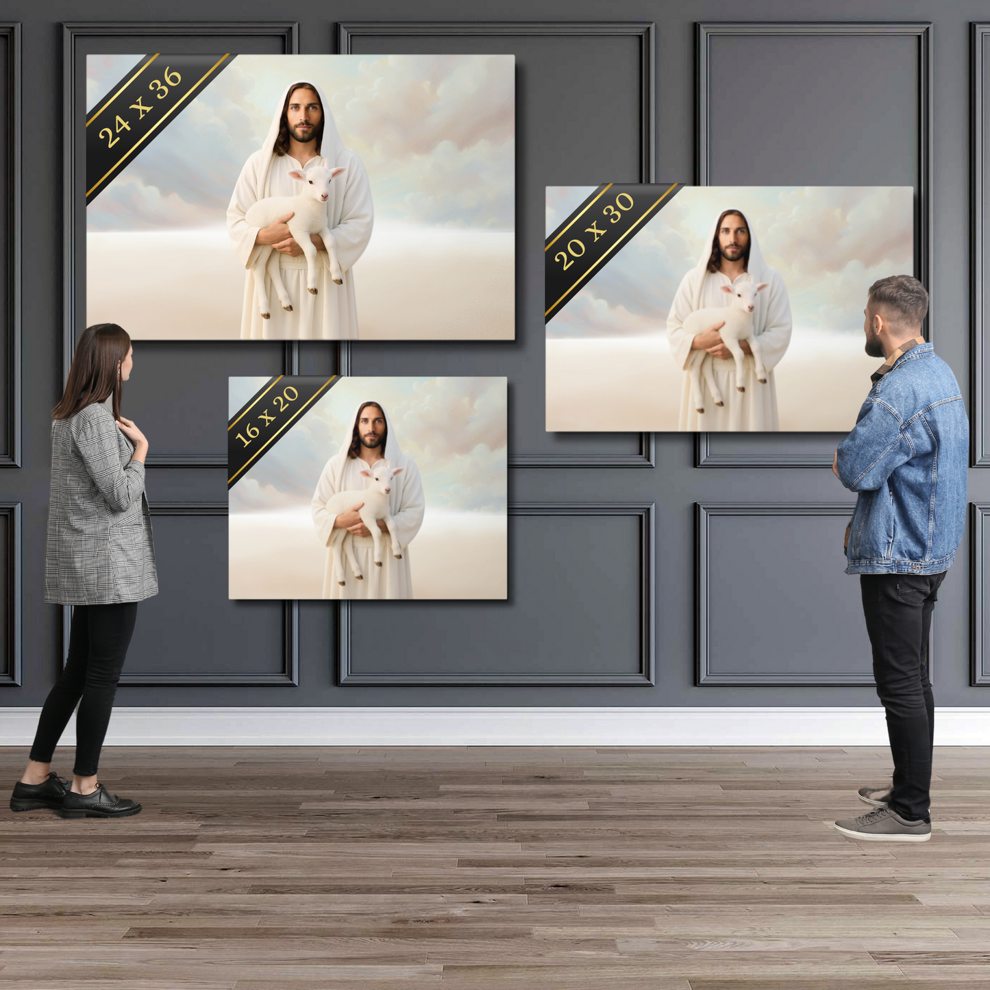 Metal Print: Light of the Lamb | Jesus and Lamb Print | Jesus Holding Lamb Art | Modern Christian Art | Lamb of God art | Jesus Shepherd