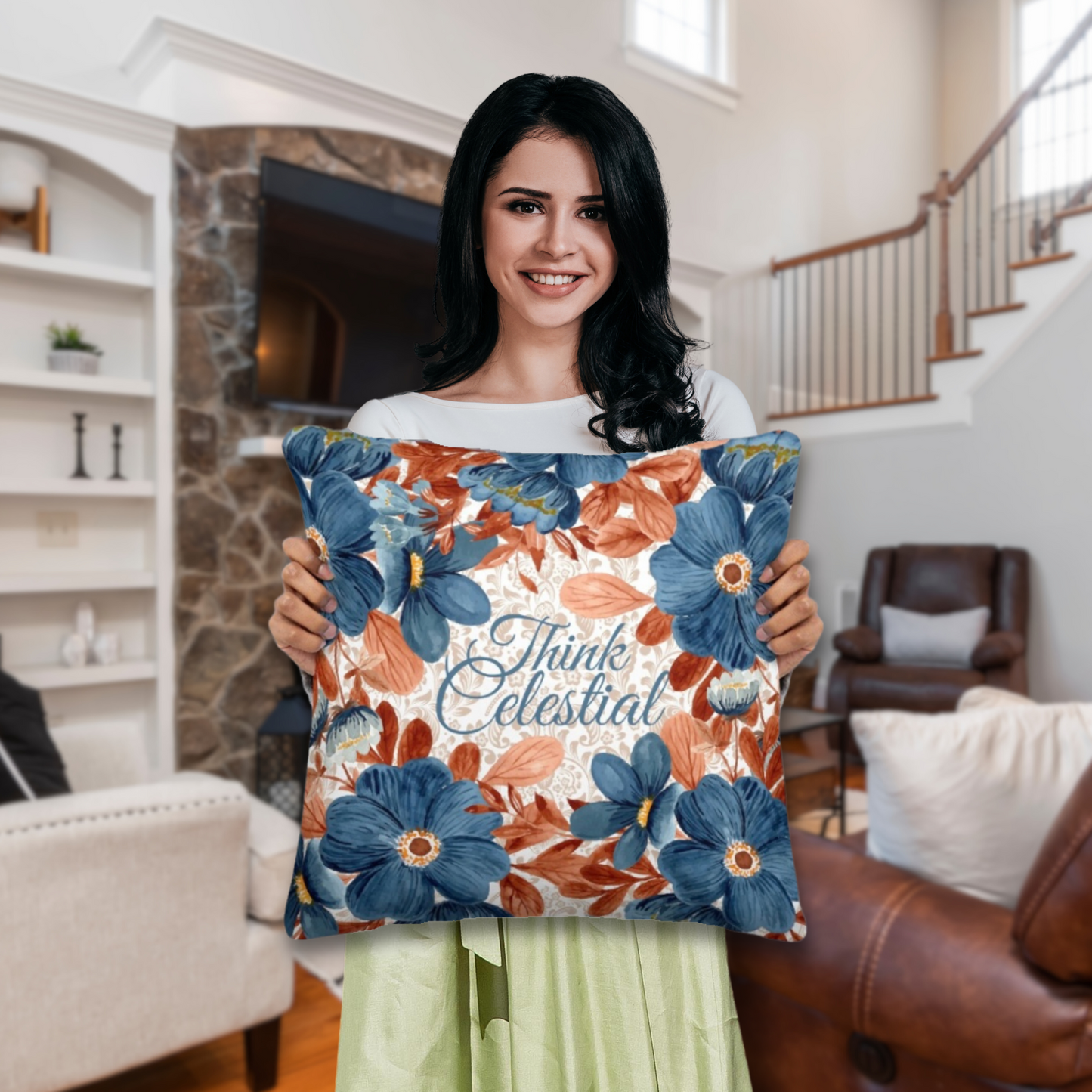 Think Celestial Pillow #3 | Think Celestial Print | Think Celestial Quote | Celestial Fabric | Celestial Home Décor | President Nelson Quote