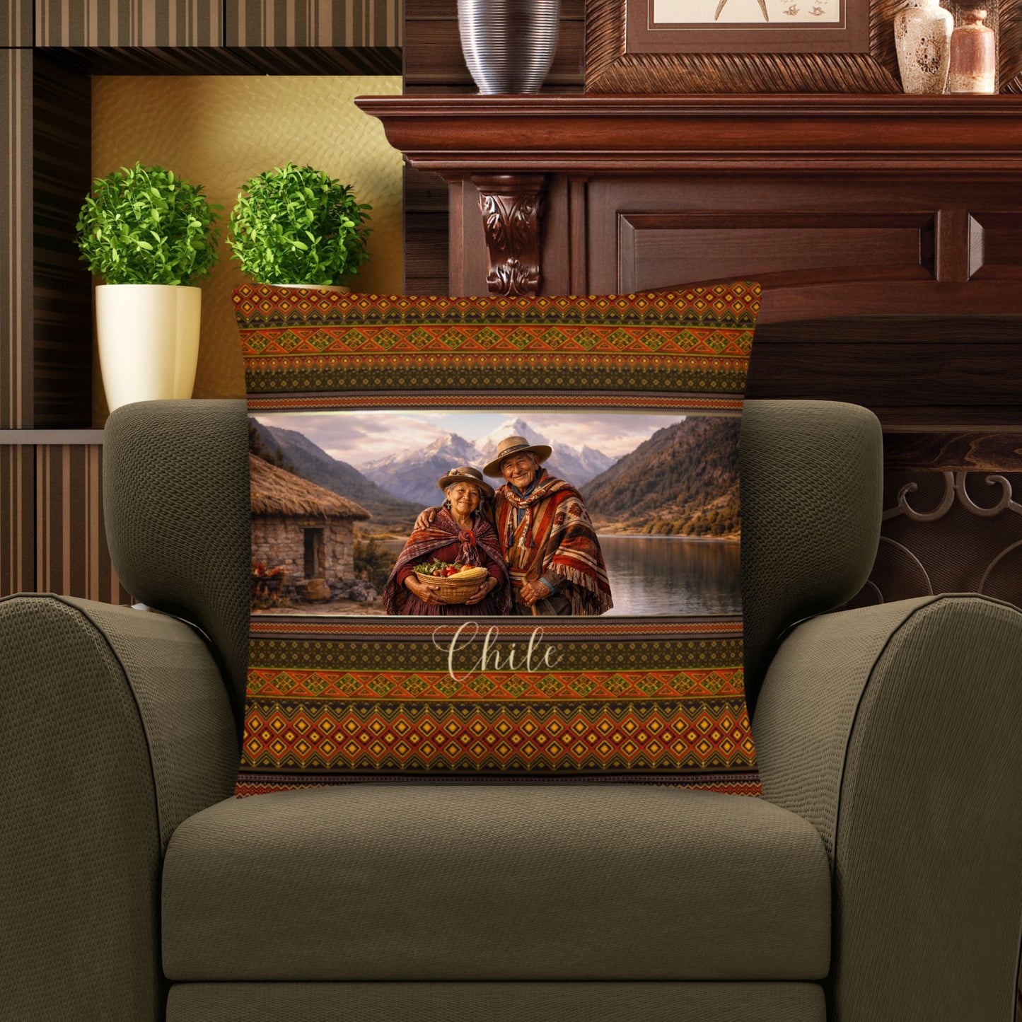 Chile Gift #2 | Chilean Gifts | Chilean Travel | Chile Pillow | Chilean Products | Chilean Art | Chile Fabric | Chile Home Decor