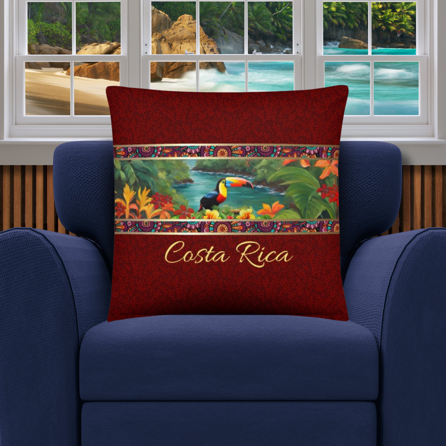 Costa Rica Travel Gift | Costa Rica Vacation Gift | Costa Rica Travel Souvenir | Costa Rica Vacation Memento | Costa Rica Home Décor | Keepsake Souvenir Gift | Travel Vacation Gift | World Travel Gift Pillow