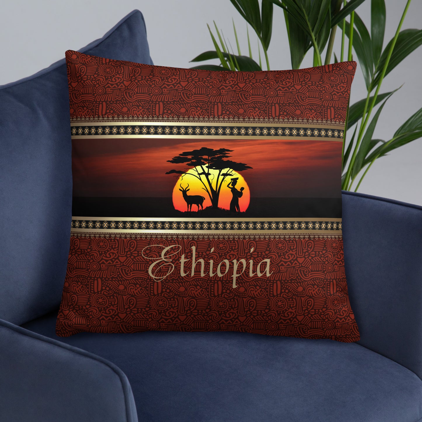 Ethiopia Travel Gift | Ethiopia Vacation Gift | Ethiopia Travel Souvenir | Ethiopia Vacation Memento | Ethiopia Home Décor | Keepsake Souvenir Gift | Travel Vacation Gift | World Travel Gift Pillow