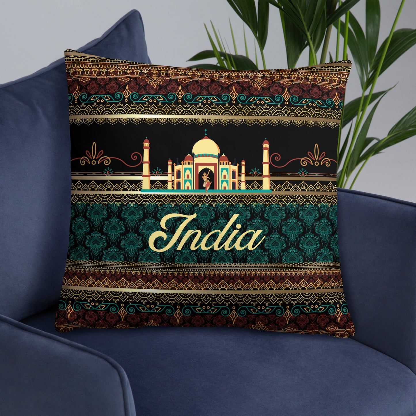 India Travel Gift | India Vacation Gift | India Travel Souvenir | India Vacation Memento | India Home Décor | Keepsake Souvenir Gift | Travel Vacation Gift | World Travel Gift Pillow