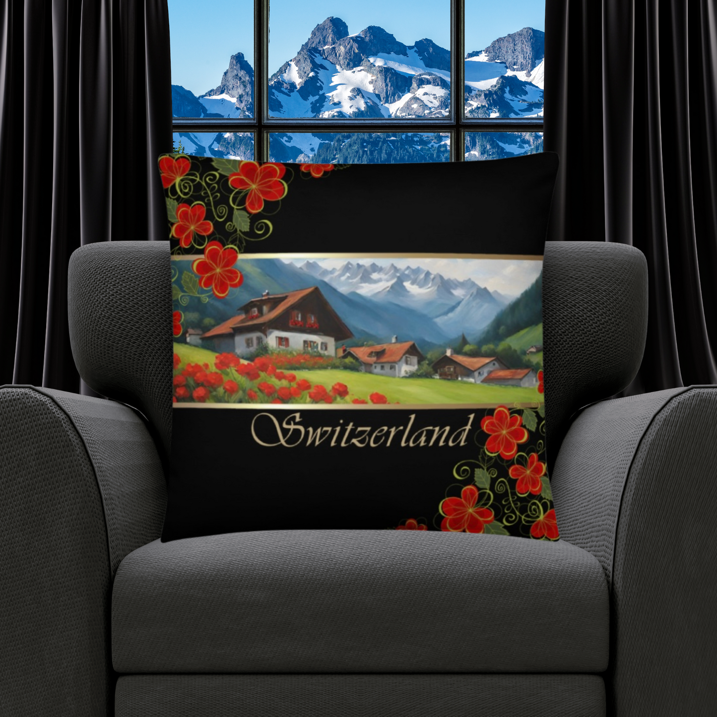 Switzerland Travel Gift #2 | Switzerland Vacation Gift | Switzerland Travel Souvenir | Switzerland Vacation Memento | Switzerland Home Décor | Keepsake Souvenir Gift | Travel Vacation Gift | World Travel Gift Pillow