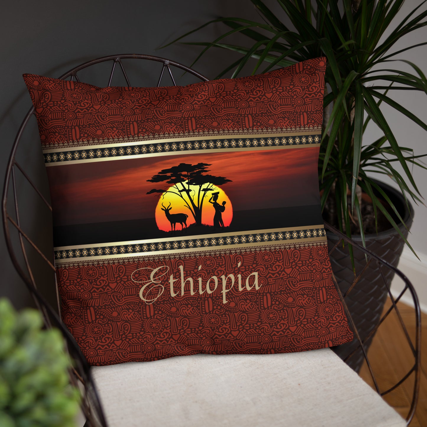 Ethiopia Travel Gift | Ethiopia Vacation Gift | Ethiopia Travel Souvenir | Ethiopia Vacation Memento | Ethiopia Home Décor | Keepsake Souvenir Gift | Travel Vacation Gift | World Travel Gift Pillow